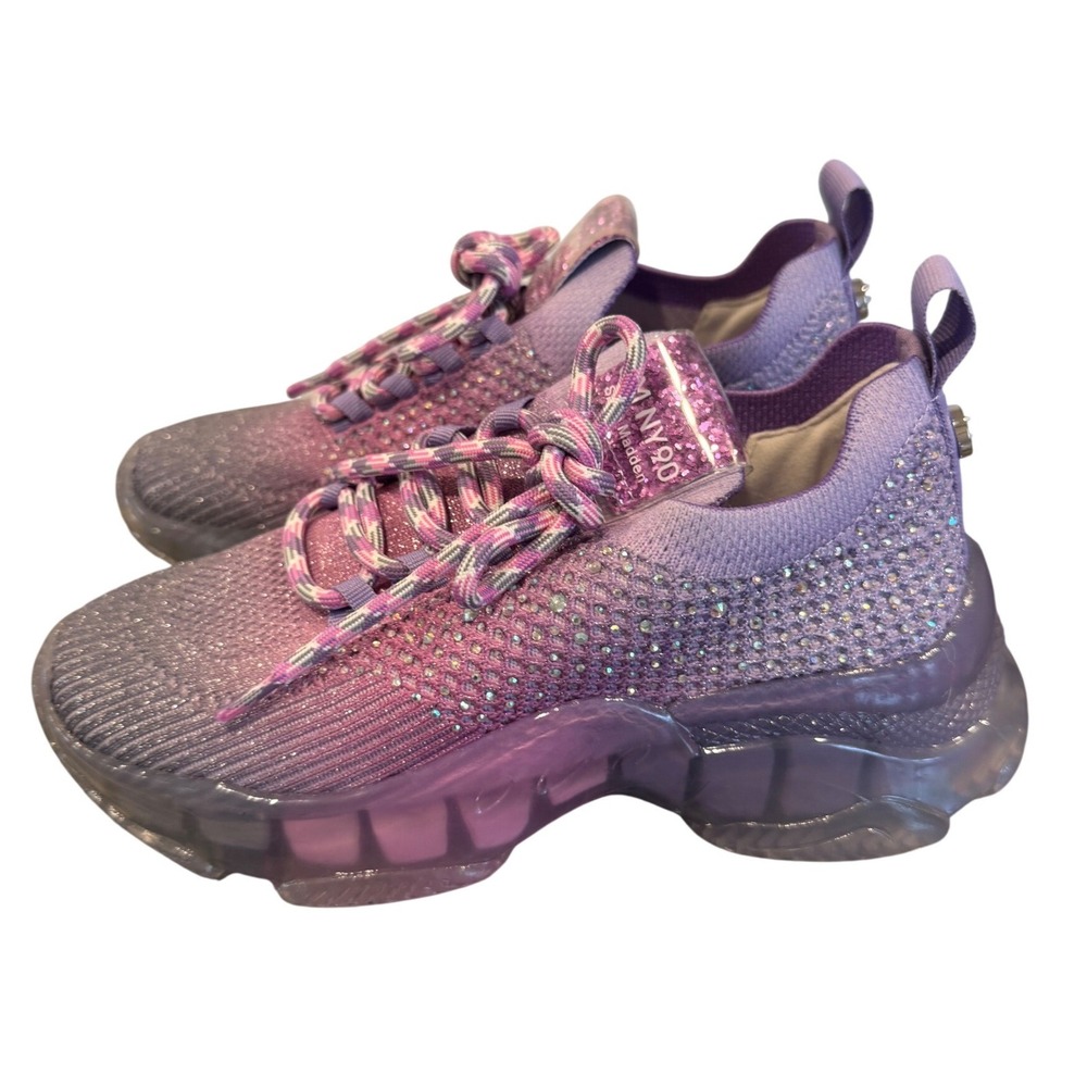 Steve Madden Girls JMISS Purple Pink Ombre Rhinestone Chunky Sneakers Size 2M